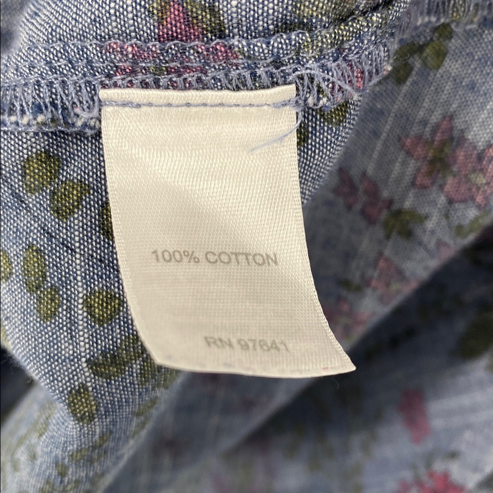 J. Jill Blue Floral Shirt 100% Cotton Size Medium - Picture 10 of 11
